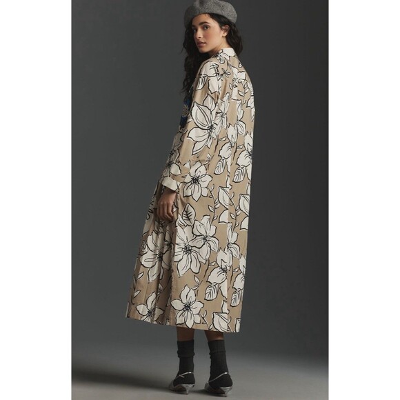 Anthropologie Dhruv Kapoor Shirt Dress Midi Women Floral Preppy Retro XSP NWT - Picture 5 of 11